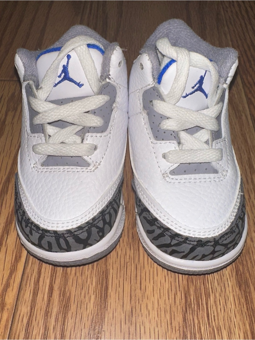 Jordan Kids White, Gray & Blue Elephant-Print Sneakers